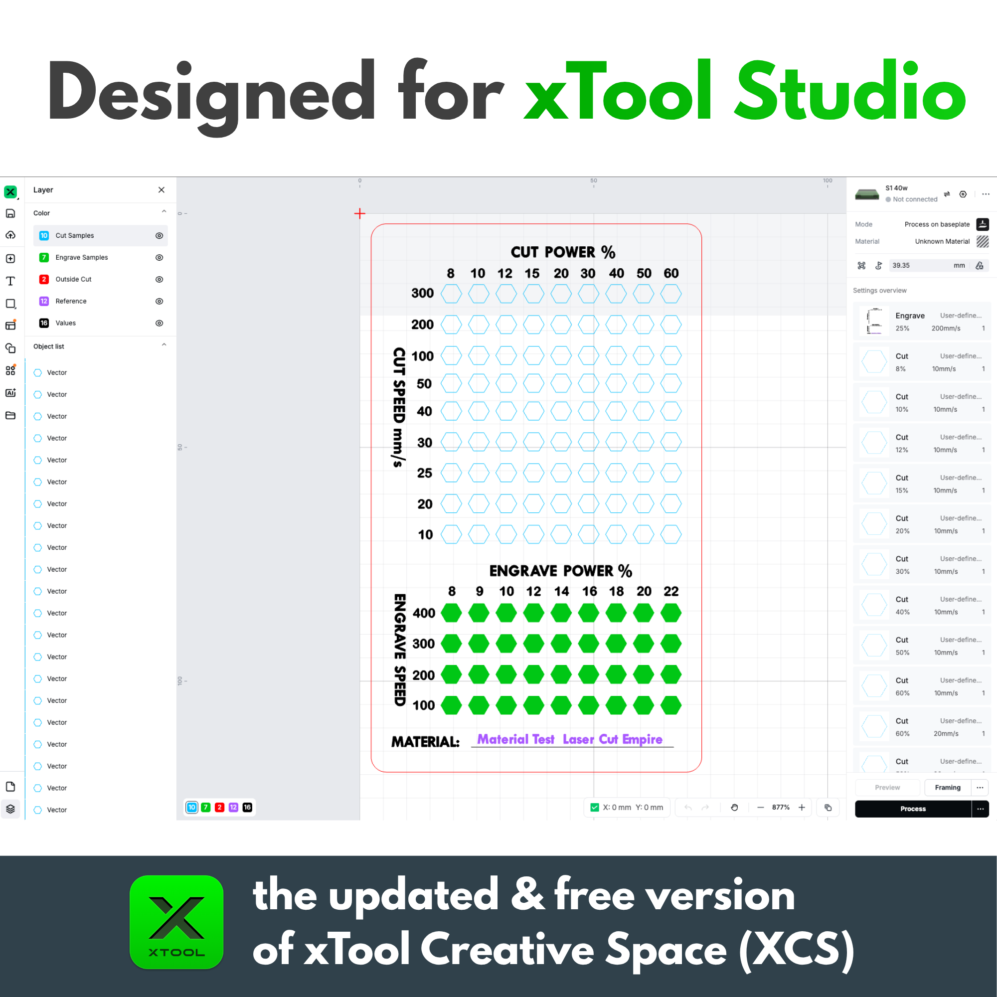 xTool Laser Test Pack